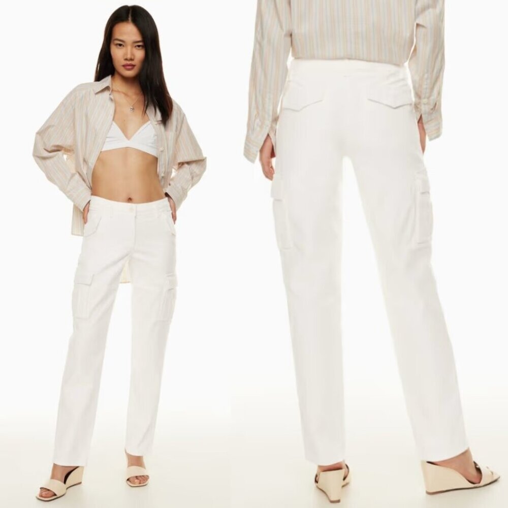 Wilfred Free White Ivory Mid Rise Glacier Cargo Pants